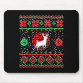 Ugly Christmas Sweater Design Plaid Reindeer  Mousepad (Vorne)