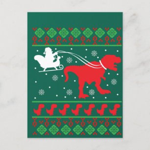 Ugly Christmas Sweater Dinosaur Postkarte