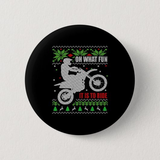 Ugly Christmas Sweater Dirt Bike Motorcycle Motocr Button (Vorderseite)