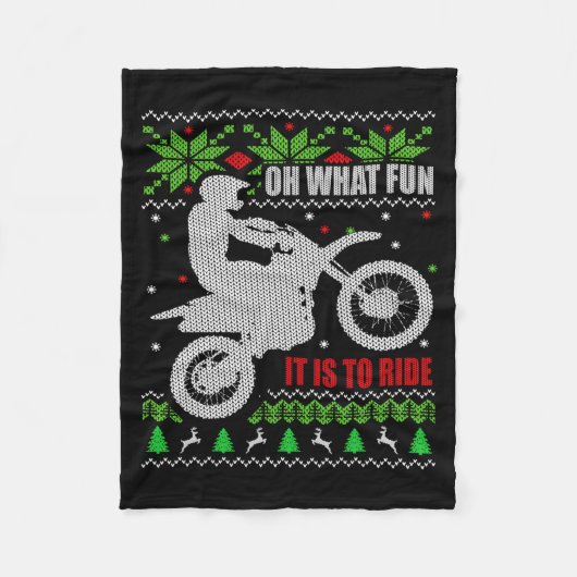 Ugly Christmas Sweater Dirt Bike Motorcycle Motocr Fleecedecke (Vorderseite)