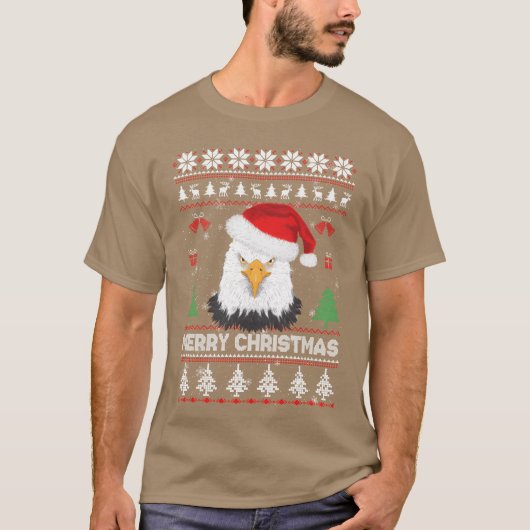 Ugly Christmas Sweater Eagle Santa Merry Weihnacht T-Shirt (Vorderseite)