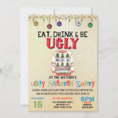 Ugly Christmas Sweater essen Drink & Be Ugly Einladung (Vorderseite)