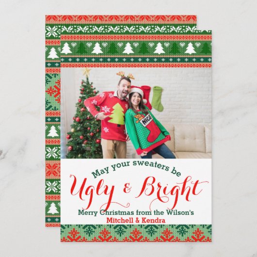 Ugly Christmas Sweater Feiertagskarte (Vorne/Hinten)