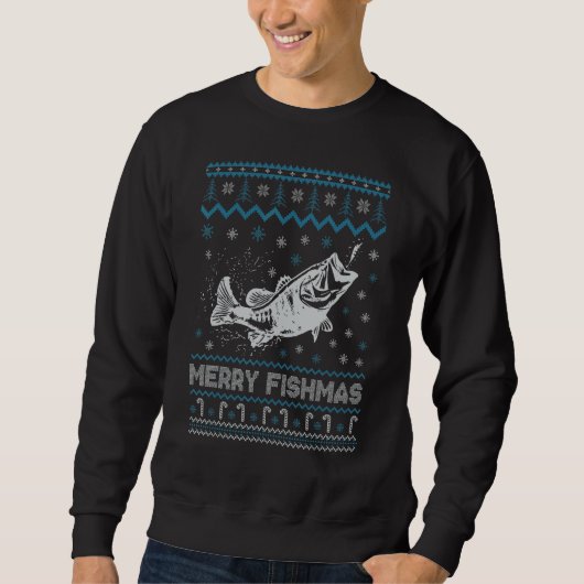 Ugly Christmas Sweater Fishing Cute Fishing Santa Sweatshirt (Vorderseite)