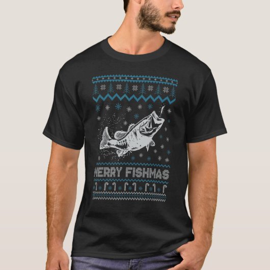 Ugly Christmas Sweater Fishing Cute Fishing Santa  T-Shirt (Vorderseite)