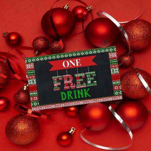 Ugly Christmas Sweater Free Drink Party Ticket
