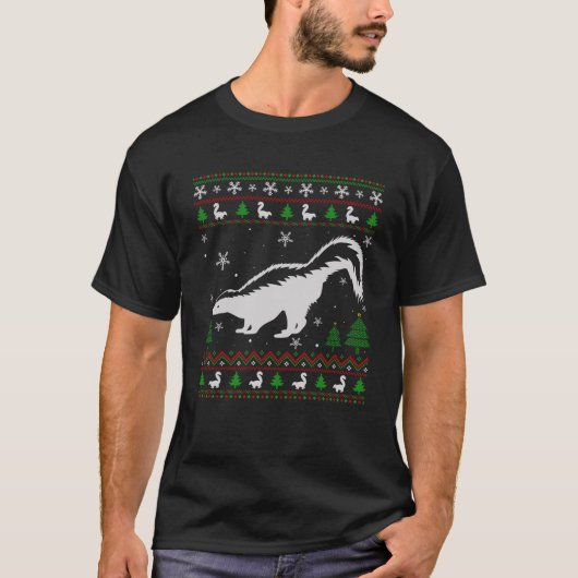 Ugly Christmas Sweater für Skunk Lovers Funny Ugly T-Shirt (Vorderseite)