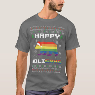 Ugly Christmas Sweater Gay Pride LGBTQ Bär Happy T-Shirt