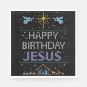 Ugly Christmas Sweater glücklich Geburtstag Jesus  Serviette