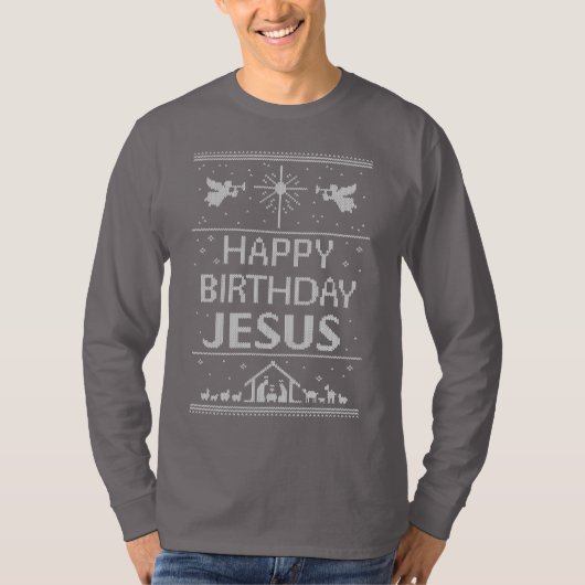 Ugly Christmas Sweater Glückwunsch zum Geburtstag T-Shirt (Vorderseite)