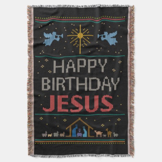 Ugly Christmas Sweater - Happy Birthday Jesus Decke (Vorderseite Vertikal)