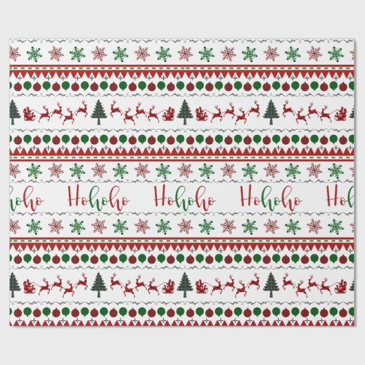 Ugly Christmas Sweater HoHoHo Geschenkpapier (Flach)