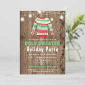 Ugly Christmas Sweater Holiday Party Einladung (Stehend Vorderseite)
