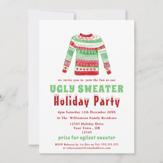 Ugly Christmas Sweater Holiday Party Einladung (Vorderseite)