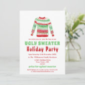 Ugly Christmas Sweater Holiday Party Einladung (Stehend Vorderseite)