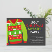 Ugly Christmas Sweater Holiday Party Einladung (Stehend Vorderseite)