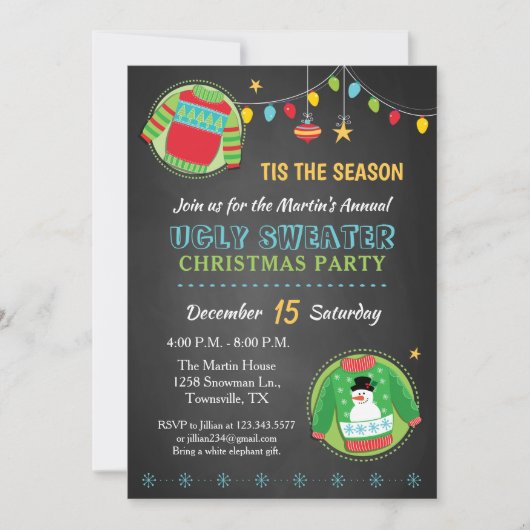 Ugly Christmas Sweater Holiday Party Einladung (Vorderseite)