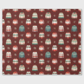 Ugly Christmas Sweater | Holly and Berries Pattern Geschenkpapier (Flach)