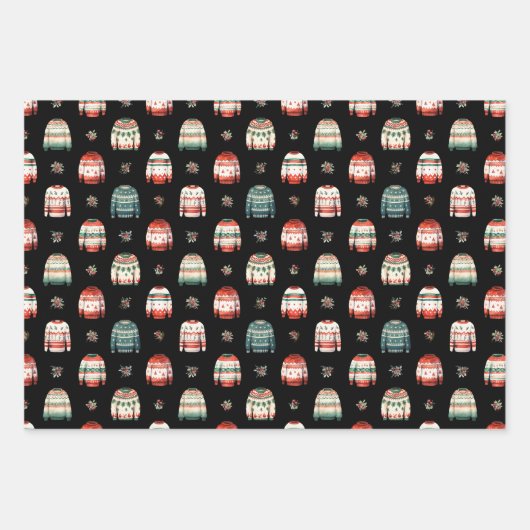 Ugly Christmas Sweater | Holly and Berries Pattern Geschenkpapier Set (Vorderseite 3)