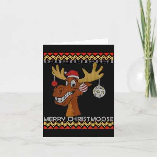 Ugly Christmas Sweater I Merry Christmoose Funny M Karte (Vorderseite)