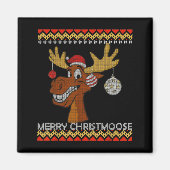 Ugly Christmas Sweater I Merry Christmoose Funny M Magnet (Vorne)