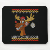 Ugly Christmas Sweater I Merry Christmoose Funny M Mousepad (Vorne)