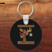 Ugly Christmas Sweater I Merry Christmoose Funny M Schlüsselanhänger (Vorderseite)