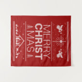 Ugly Christmas Sweater Merry Christ Red Religious Wandteppich (Vorderseite (Horizontal))