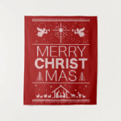 Ugly Christmas Sweater Merry Christ Red Religious Wandteppich (Vorderseite)