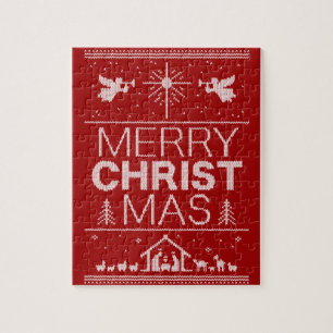 Ugly Christmas Sweater Merry ChristMas Christlich Puzzle
