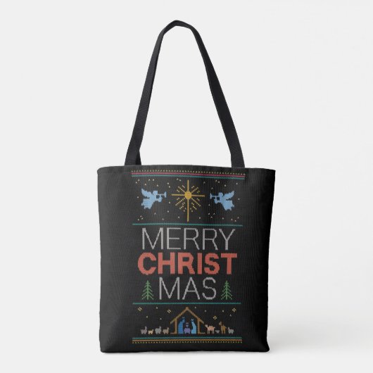 Ugly Christmas Sweater Merry Mas Religious Tasche (Rückseite)