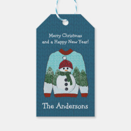 Ugly Christmas Sweater | Niedlich Snowman Geschenkanhänger