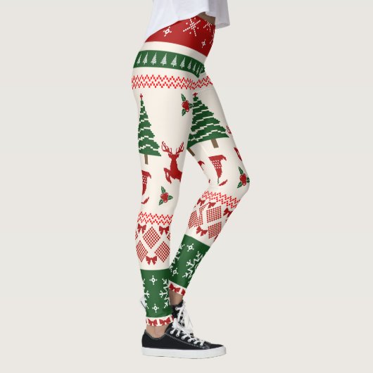 Ugly Christmas Sweater Nordic Reindeer Pattern Leggings (Rechts)