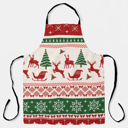 Ugly Christmas Sweater Nordic Reindeer Pattern Schürze (Vorderseite)