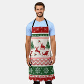 Ugly Christmas Sweater Nordic Reindeer Pattern Schürze (Getragen)