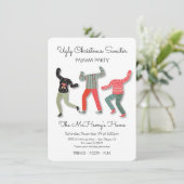 Ugly Christmas Sweater Pajama Party Einladung (Stehend Vorderseite)