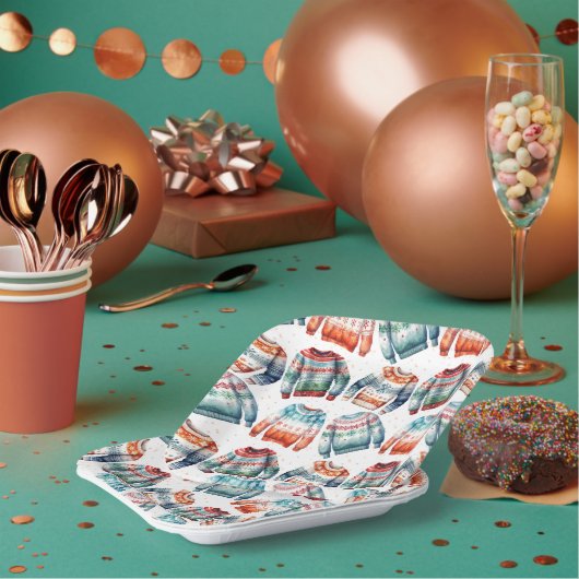 Ugly Christmas Sweater Pappteller (Multi)