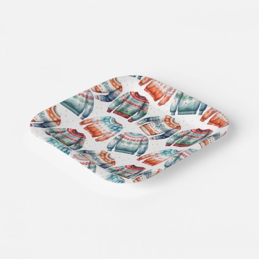 Ugly Christmas Sweater Pappteller (Gewinkelt)