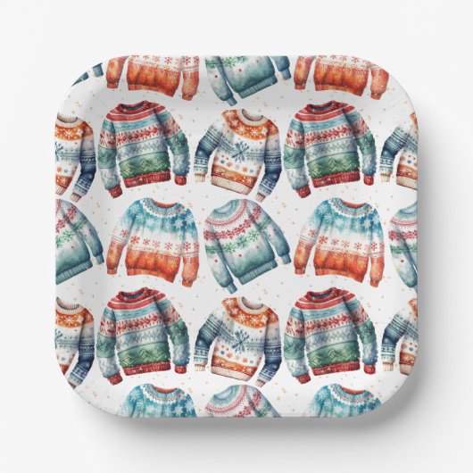 Ugly Christmas Sweater Pappteller (Vorderseite)