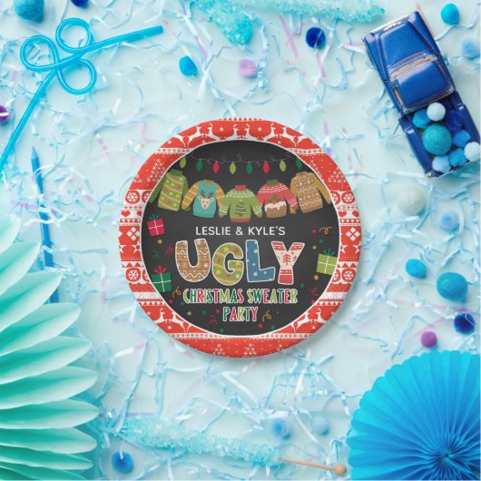 Ugly Christmas Sweater Party Paper Plate Pappteller (Party)