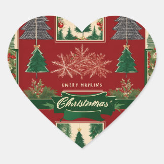 Ugly Christmas Sweater Pattern with Reindeer & Sno Herz-Aufkleber