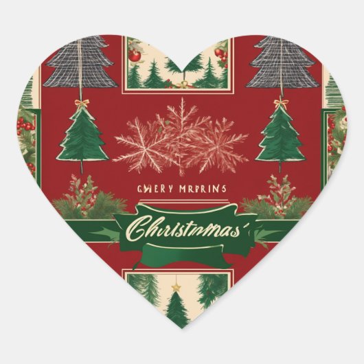 Ugly Christmas Sweater Pattern with Reindeer & Sno Herz-Aufkleber (Vorderseite)