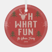 Ugly Christmas Sweater Personalisiert Ornament Aus Glas (Vorderseite)