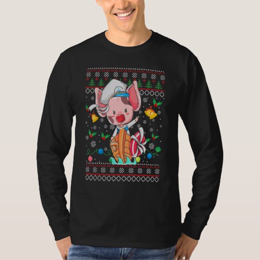 Ugly Christmas Sweater Princess Pig Xmas Girl Teen T-Shirt (Vorderseite)