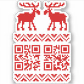 Ugly Christmas Sweater QR Code Glücklich Neues Jah Aufkleber (Vorderseite)