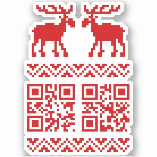 Ugly Christmas Sweater QR Code Glücklich Neues Jah Aufkleber (Vorderseite)