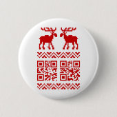 Ugly Christmas Sweater QR Code Glücklich Neues Jah Button (Vorderseite)