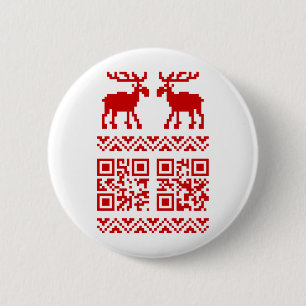 Ugly Christmas Sweater QR Code Glücklich Neues Jah Button