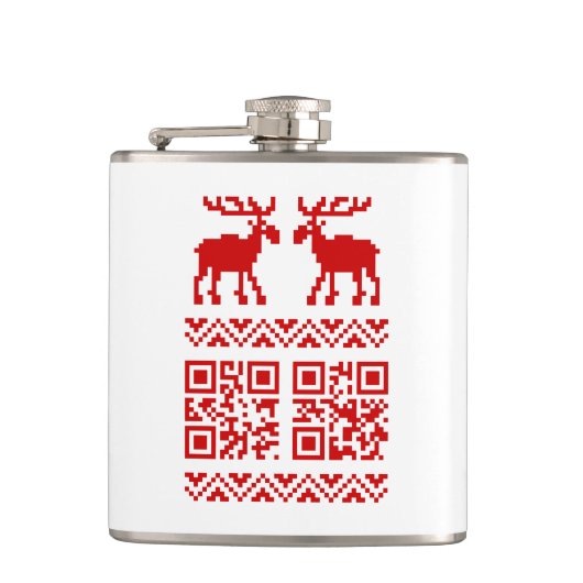 Ugly Christmas Sweater QR Code Glücklich Neues Jah Flachmann (Vorderseite)
