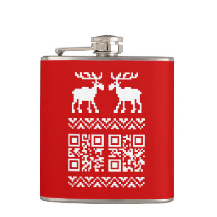Ugly Christmas Sweater QR Code Glücklich Neues Jah Flachmann